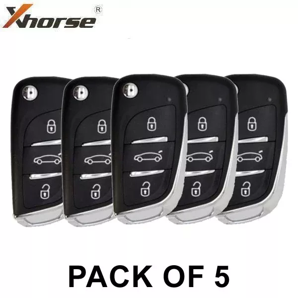 5 x Generic Style / 3-Button Universal Remote Flip Key for VVDI Key Tool (Wired) (Pack of 5)