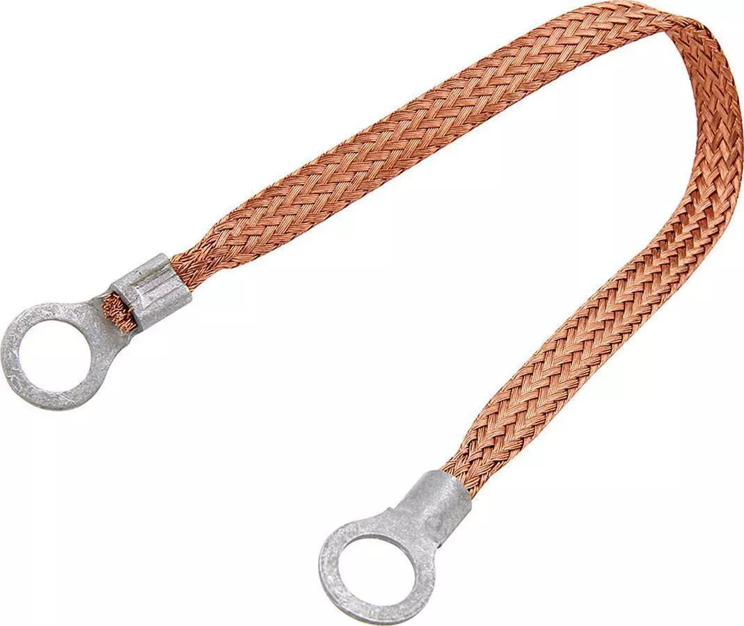 Copper Ground Strap 9in w/ 1/4in Ring Terminals