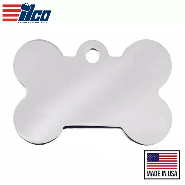 Ilco - Tag-Bone 1L - Large Chrome Plated Bone - Replacement Pet Tags (Bundle of 10)