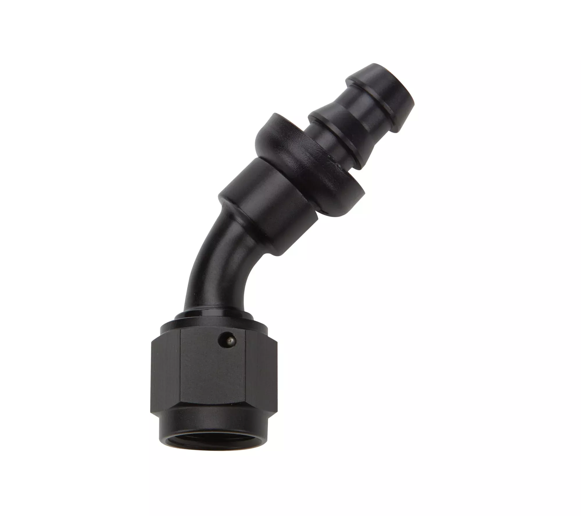 Pushlock Hose End Black 45 Deg Elbow -6