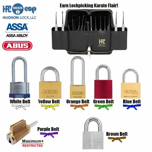 Reddit r/lockpicking Belt Ranking Lock Bundle, Beginner through Intermediate