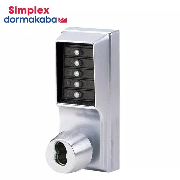 Simplex - 1041S - Mechanical Pushbutton Cylindrical Knob Lock - Combination Entry - LFIC Schalge Prep - 2¾" Backset - Satin Chrome - Grade 1