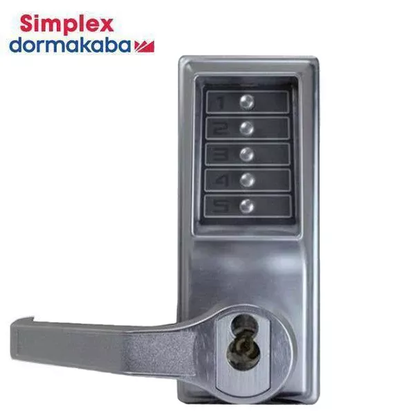 Simplex - LR1041S - Mechanical Pushbutton Cylindrical Lever Set - LFIC Schalge Prep - 2¾" Backset - Satin Chrome - Right Handed